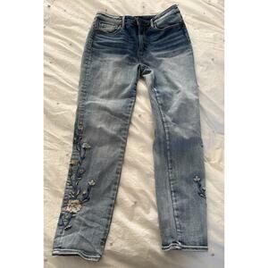 Sundance Driftwood Jackie High Rise Jeans 28 Embroidered Boho Cowgirl Light Wash